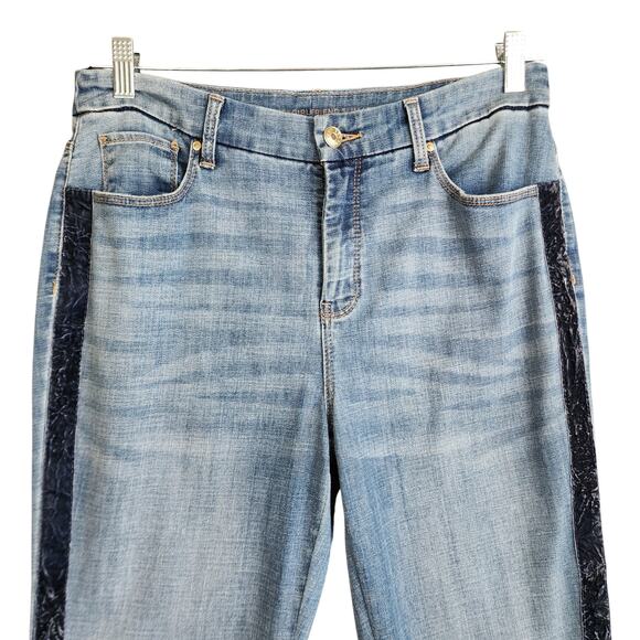 Chicos Womens So Slimming Velvet Side Seam Girlfriend Ankle Jeans Size 8 Denim - Picture 4 of 14